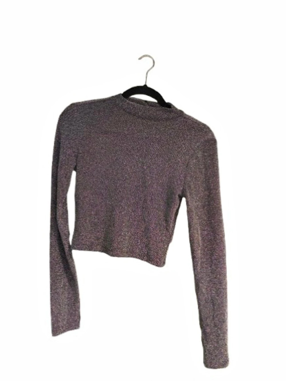 Long Sleeve Open Back Crop Top in Black Like New
